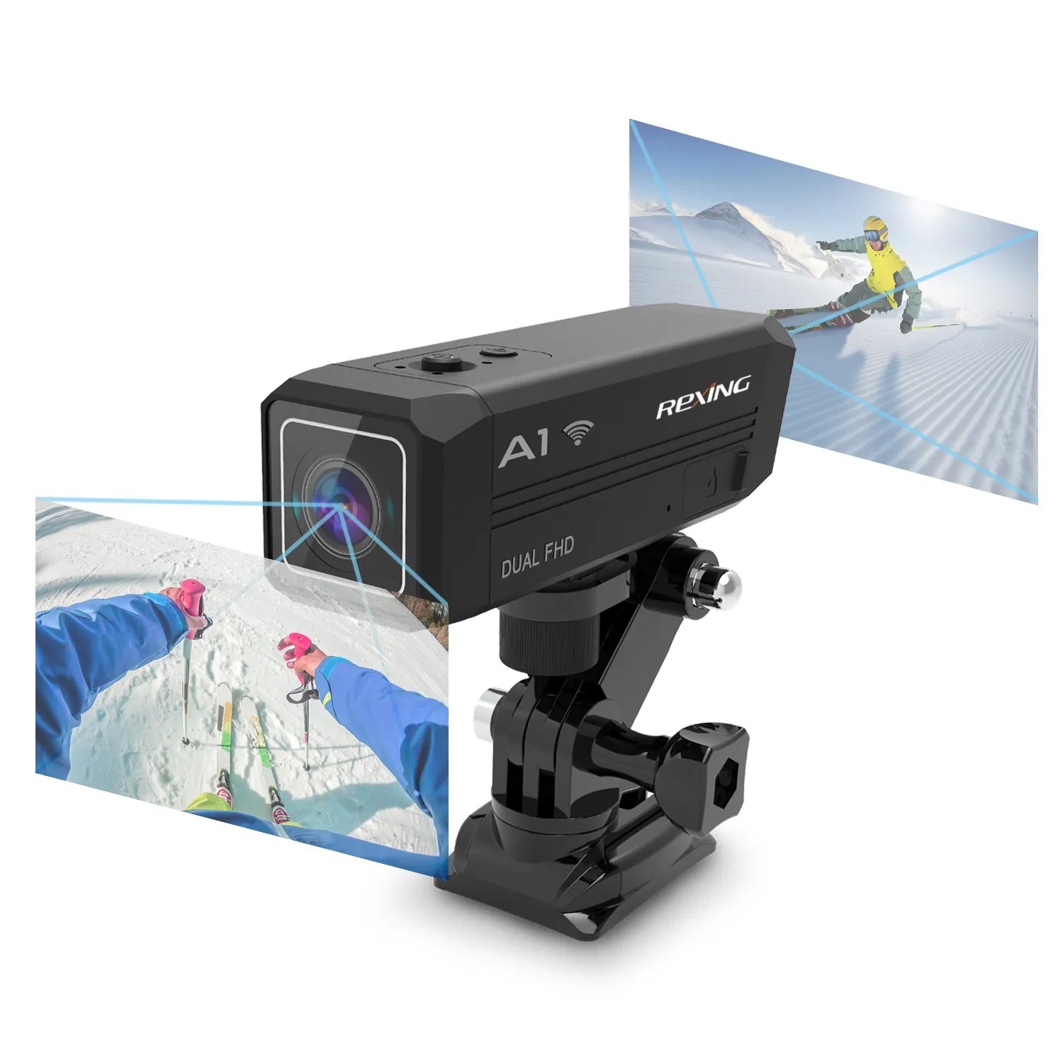 Rexing A1 Dual Action Camera – Front & Back