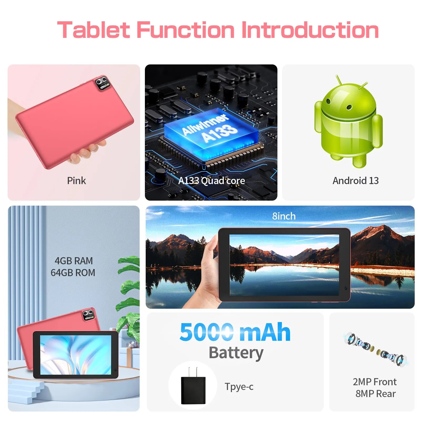 8-Inch Android 13 Tablet – 8GB RAM 64GB
