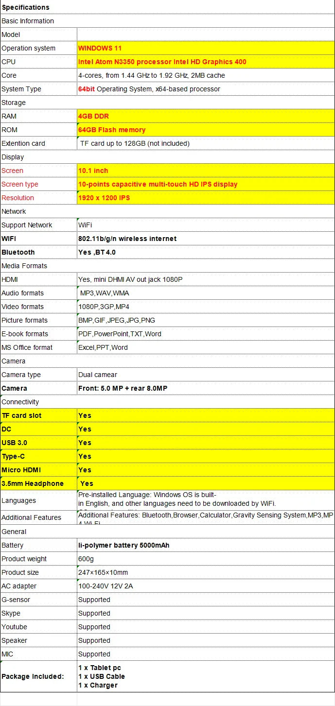 10.1-Inch Windows 11 Tablet – 4GB RAM 64GB