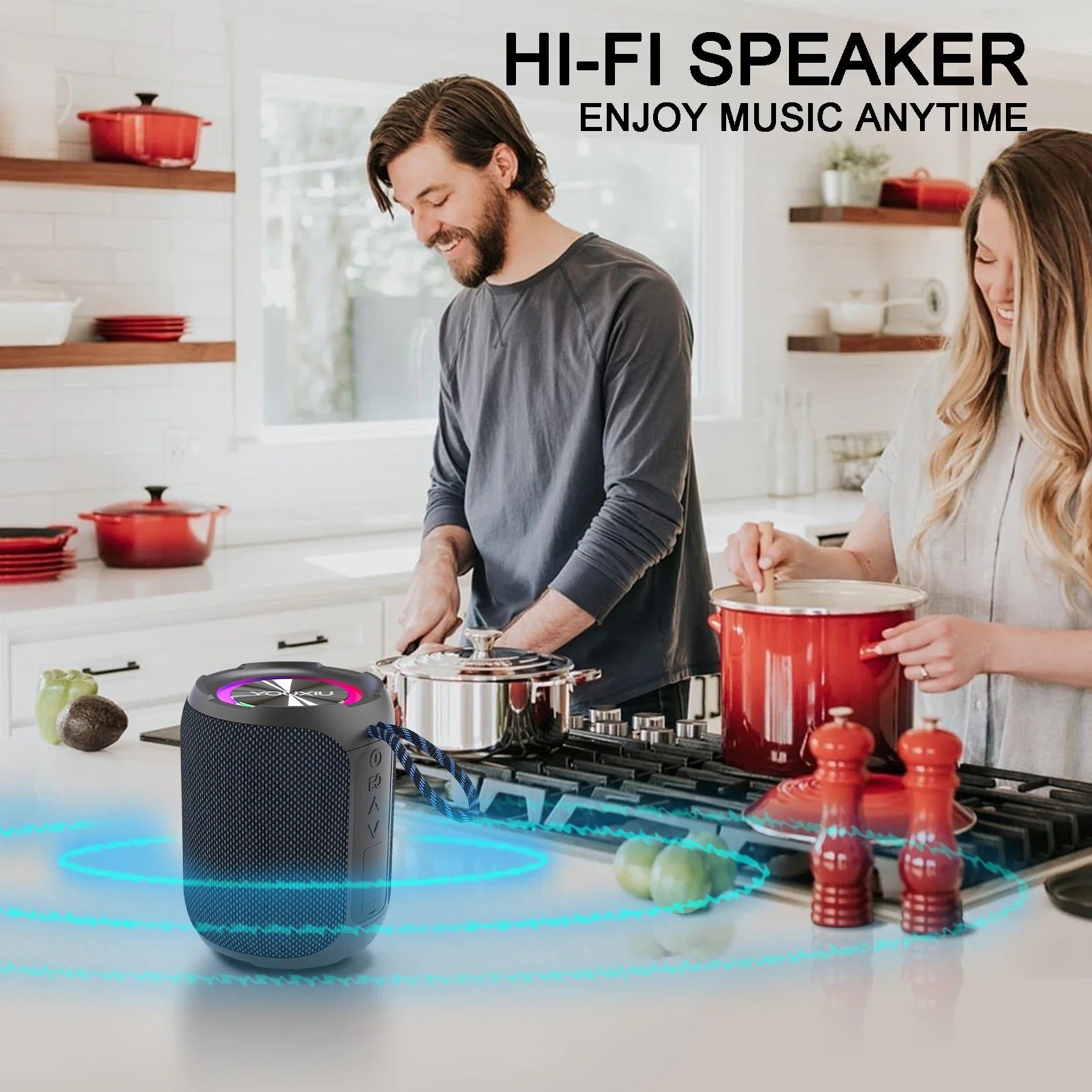 Portable Bluetooth Speaker – IPX7 LED Stereo Sound Outdoor