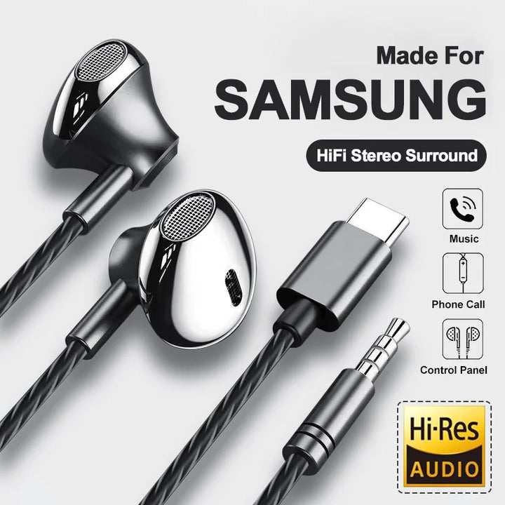 USB-C HiFi Bass Earbuds – Wired Stereo Headphones