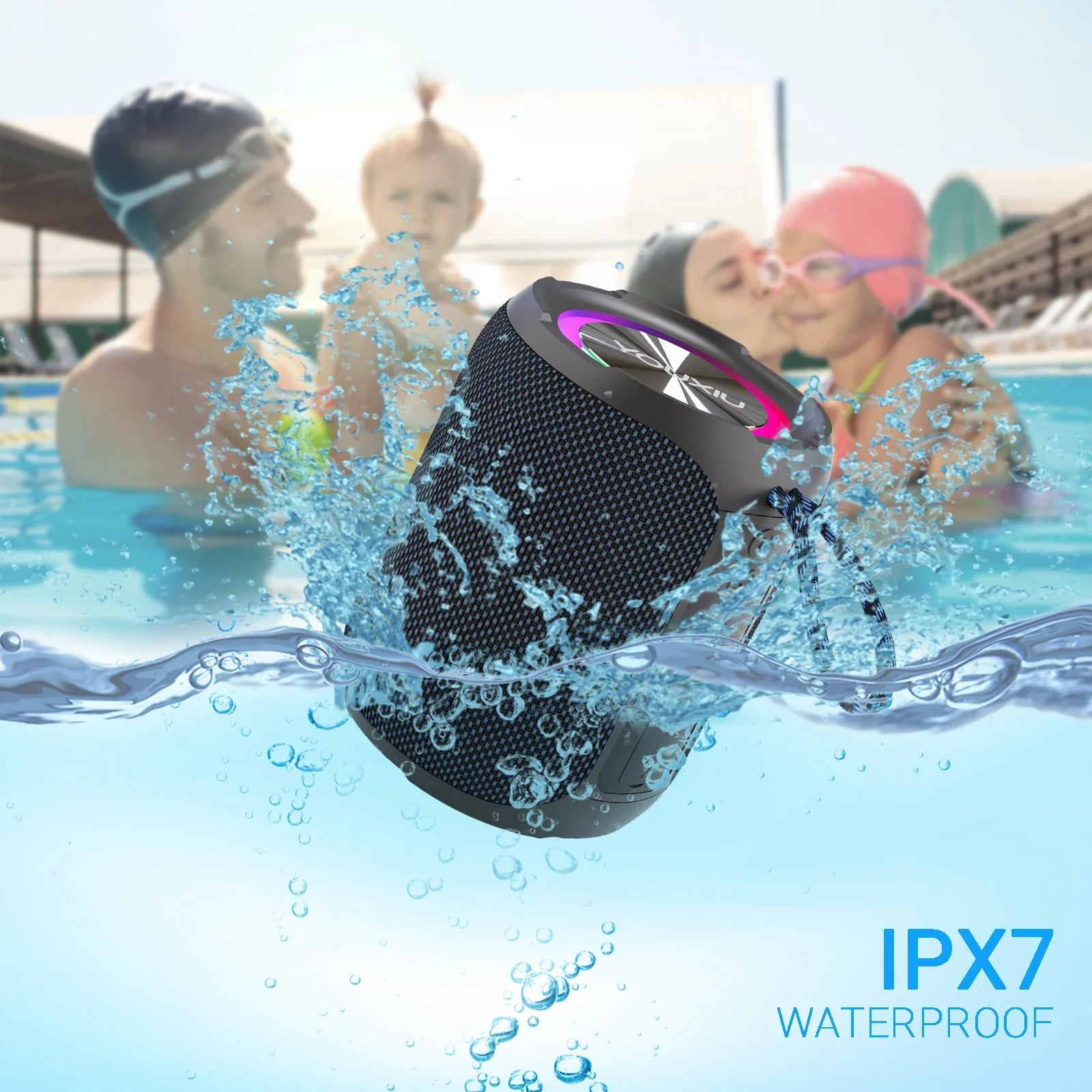 Portable Bluetooth Speaker – IPX7 LED Stereo Sound Outdoor